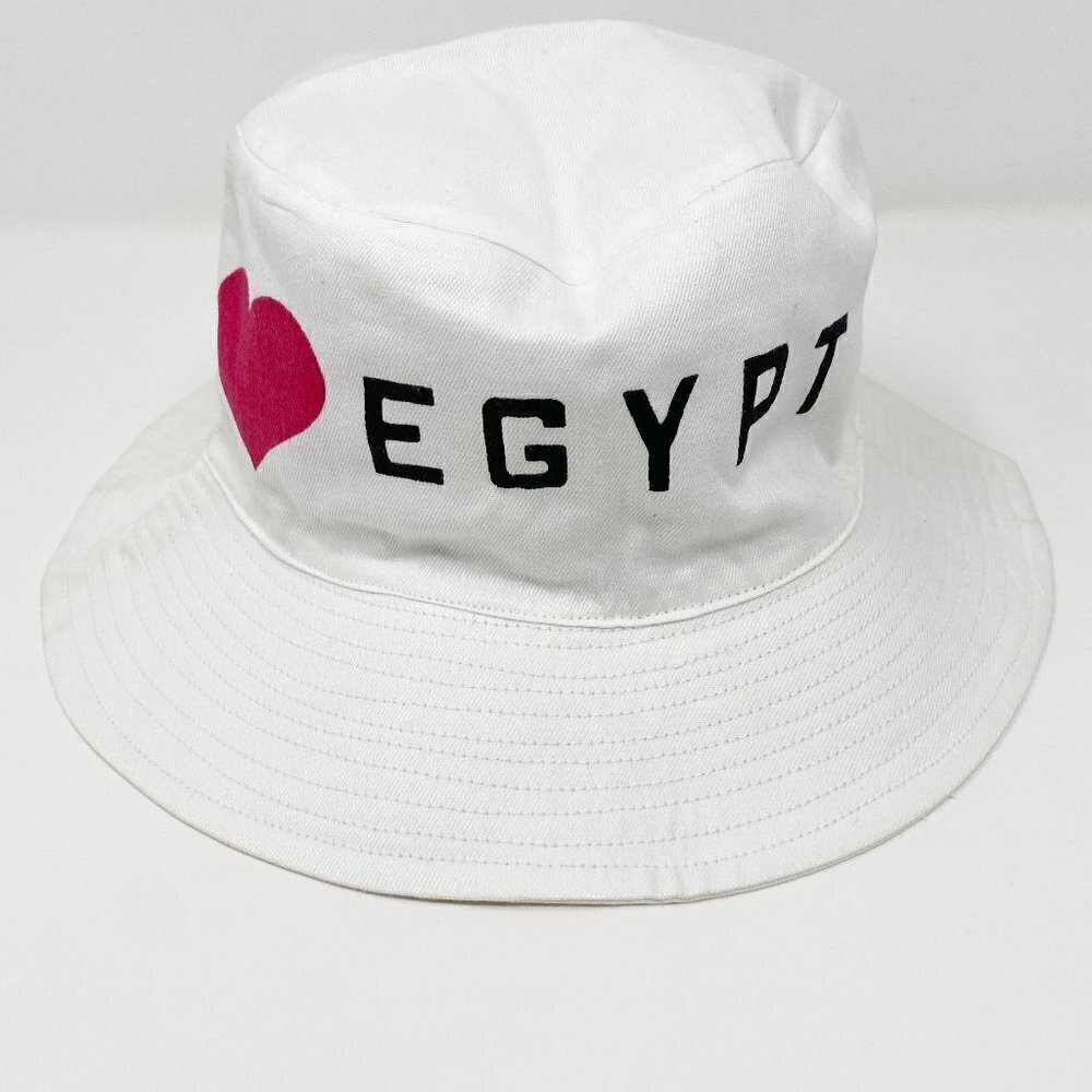 VINTAGE | I Heart Egypt White Bucket Hat